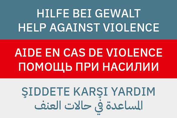 Hilfe bei Gewalt in den Sprachen Deutsch, Englisch, Französisch, Russisch, Türkisch und Arabisch